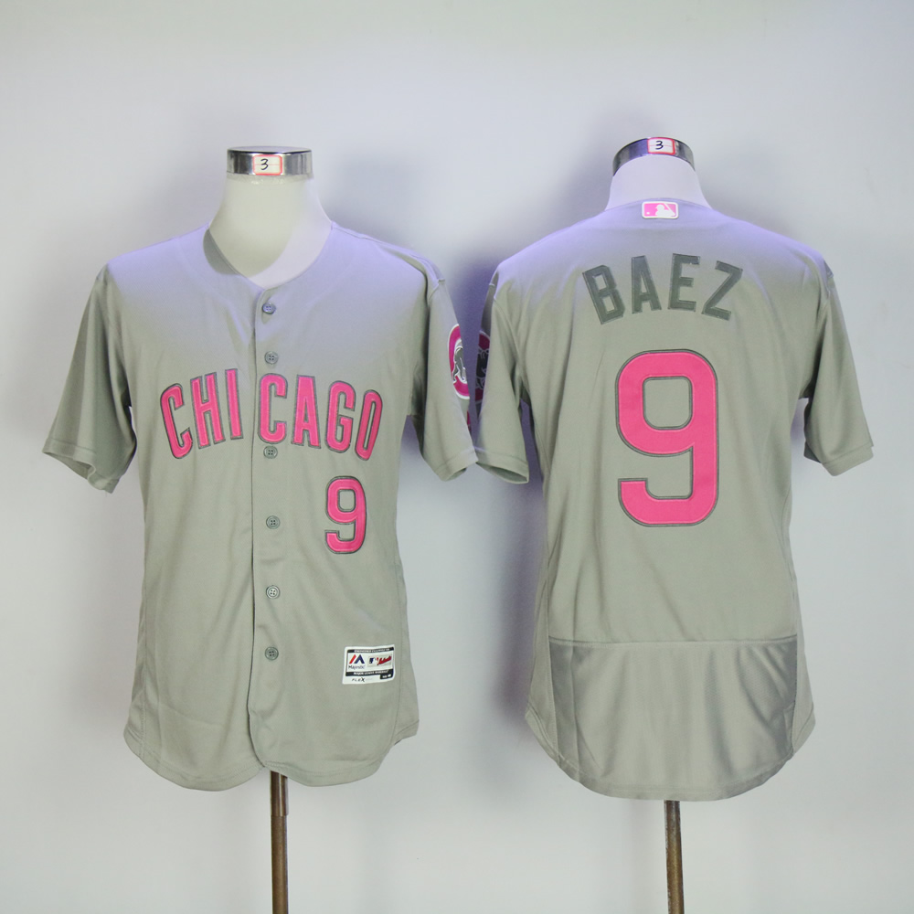 Men Chicago Cubs 9 Baez Grey Mothers Edition MLB Jerseys